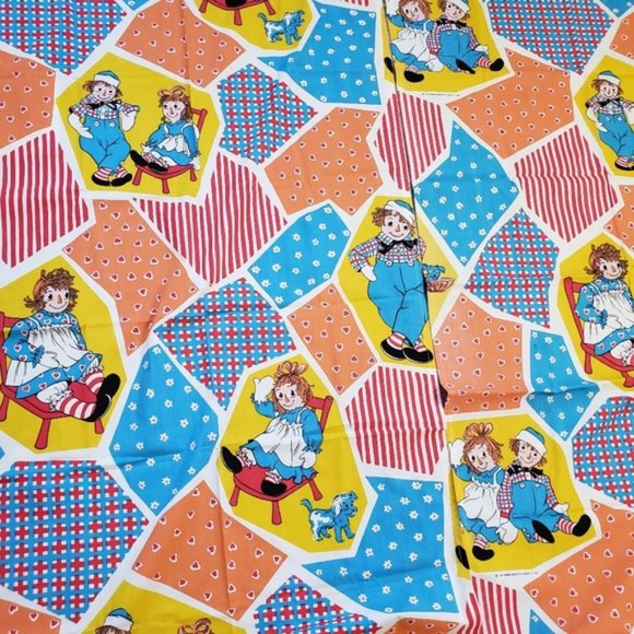 Vintage Raggedy Ann & Andy 2 PC Curtain Panels - Picture 1 of 5